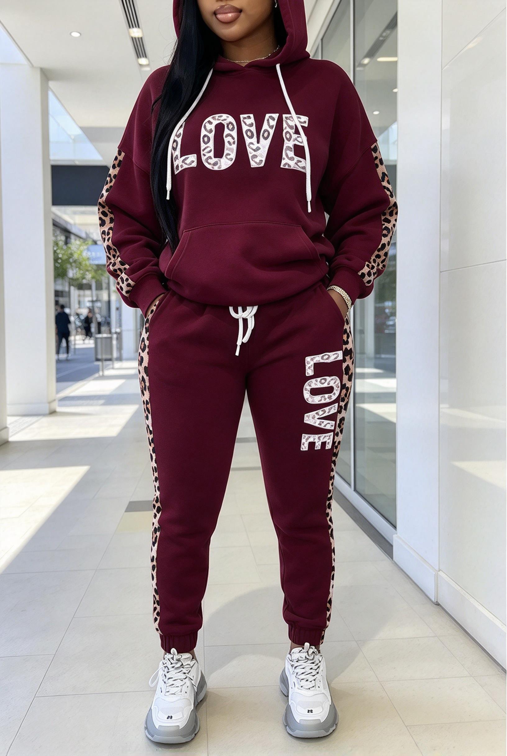 Joggers Pants - Damski dres z kapturem, wzór w